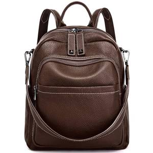 lot 14434 image: BOYATU Genuine Leather Backpack Purse for Women Anti Theft Convertible Soft Backpacks - Elegant Womens Travel Backpack (05 Medium-Ebony Brown)