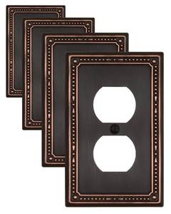lot 14436 image: ZILLSEA 3-Pack Aged Bronze Outlet Covers, Metal Duplex Wall Plates for Electrical Outlets, Light Switches, Decorative Pearl Receptacle Covers, 1 Gang, 3.154.88, Midsize