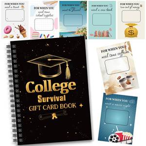 lot 14440 image: Zhanmai College Gift Card Book 7 x 5 Inch Graduation Gift Card Book 2026 College Survival Booklet Organizer Leaving Home High University School Birthday Care Package Cash Holder(Black Gold)