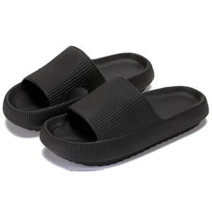 lot 14455 image: rosyclo Cloud Slides Slippers for Women and Men, Pillow Shower Bathroom Non-Slip Open Toe Super Soft Comfy Home House Cloud Cushion Slide Sandals for Indoor & Outdoor Shoes, Black