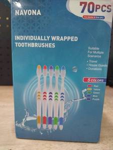 lot 14468 image: NAVONA Individually Wrapped Disposable Toothbrushes 70 Pack