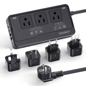 lot 14481 image: 2000W Voltage Converter US to Europe for Hair Dryers, 7-in-1 220V to 110V Converter for European Travel with 3 AC2 USBA2 USBC Ports, Universal Power Converter Adapter Combo with EUUKITAU