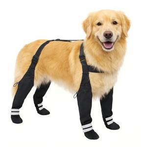 lot 14497 image: Dog Suspender Boots for Large Dogs �� Waterproof & Non-Slip Dog Paw Protectors with Adjustable Straps & Reflective Strips, All-in-One Connected Dog Boots for Outdoor Walks, Snow, Rain, Hiking (L)