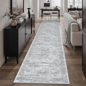 lot 19384 image: Soalmost Runner Rug 2x12 Washable Non-Slip Hallway Runner Rugs for Kitchen Bathroom Laundry Room Grey Vintage Floor Carpet Runners for Hallways Entryway