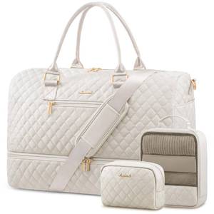 lot 19388 image: LOVEVOOK Travel Duffle Bag for Women, Weekender Overnight Bag with Shoe Compartment, Carry on Case with Toiletry Kit, Gym Duffel Bag with Wet Pocket, Hospital bags for Labor and Delivery, 3 Pcs Set