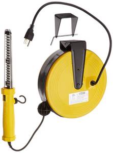 lot 19395 image: Bayco SL-864 60 LED Work Light on Metal Reel with 50 Foot Cord, Yellow, Large (Used)