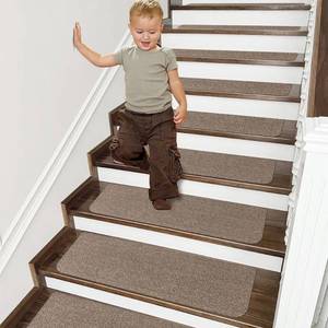 lot 19405 image: COSY HOMEER Stair Treads Non-Slip Carpet Mat 28inX9in Indoor Stair Runners for Wooden Steps, Stair Rugs for Kids and Dogs, 100% Polyester TPE Backing 4pcs,Beige,Protect Floor