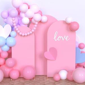 lot 19408 image: Babenest Pink Wedding Arch Cover Set of 3, Spandex Fitted Arch Backdrop Cover for Photo, Round Top Chiara Stand Cover for Party Birthday Baby Shower Background Decoration��6FT6.6FT7.2FT��