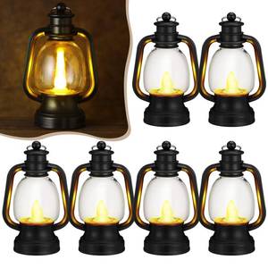 lot 19415 image: Ferraycle 6 Pcs Mini Lantern Decor 4 Inch Western Lantern Table Centerpiece Small Vintage Camping Hanging Lamp Ornaments Bulk for Cowboy Cowgirl Wedding Halloween Christmas (6 Inch,Black)