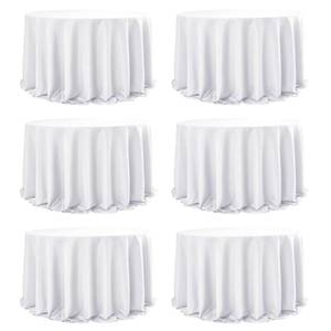 lot 19425 image: Dailyset 6-Pack White Round Tablecloths, 132 Inches, Stain-Resistant Polyester for 6-8 Ft Round Tables - Washable Table Covers for Weddings, Banquets, Birthday Parties, Events