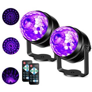 lot 19431 image: Litake UV Black Lights for Glow Party, 6W LED Disco Ball Strobe Lights for Dark Party Supplies, Sound Activated with Remote Control, Dj Light for Halloween Xmas Birthday Party Home Decorations, 2 Pack