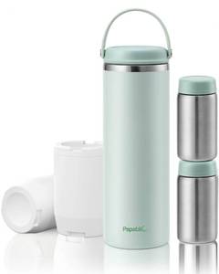 lot 19432 image: Papablic Innovative 360° CapsuleChill Breastmilk Cooler for 36H Safe Storage, 20oz Stress-Free Portable Breast Milk Chiller with 2pcs Stainless Steel Baby Bottles for Work & Travel, Mint Green