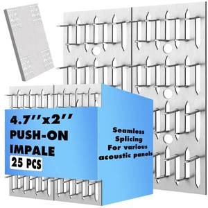 lot 19435 image: Blulu 25 Pcs Push-on Impaler Wall Mounting Clips Surface Mount Impaler Clips, Acoustic Panels Galvanized Steel Quick Installation for Gypsum Board Plywood Masonry (Black)