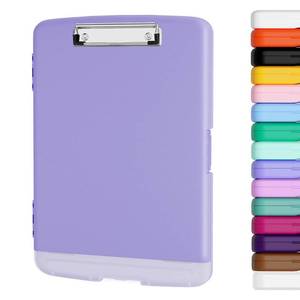 lot 19436 image: Piasoenc Clipboard with Storage, 8.5 x 11 Organization Box with Pen Holder and A4 Legal Paper Folder, Folio & Side-Opening, Low Profile Clip,for Nurses,Teachers, Size 14 x 9.6 x 1.2 in, Purple