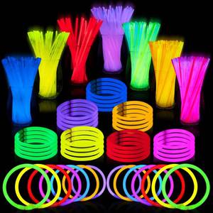 lot 20003 image: JOYIN 100 Pcs 8 Glow sticks Bulk Party Favors Pack, Neon Glow in the Dark Party Supplies, Light Up Necklaces and Bracelets with Connectors, Easter, Football, Birthday Decorations