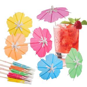 lot 20013 image: Drink Umbrellas - 100 Count Mini Paper Umbrellas for Cocktail, Floral Umbrella Toothpicks, Decorative Fancy Cocktail Picks, Luau Party Decorations, Hawaiian Drink Garnish, Tropical Tiki D�cor