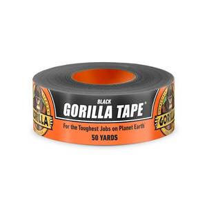 lot 20016 image: Gorilla Duct Tape, Black Tape, 1.88 x 50 yd (Pack of 1) - Heavy Duty and Weather Resistant for Indoor or Outdoor