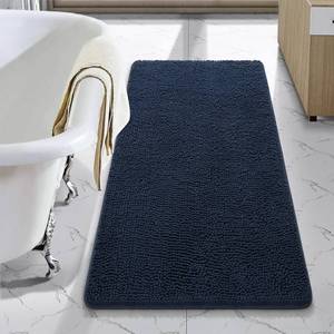 lot 20020 image: LOCHAS Luxury Bathroom Rug Shaggy Bath Mat 24 x 48 Inch, Washable Non Slip Bath Rugs for Bathroom Shower, Soft Plush Chenille Absorbent Carpets Mats, Navy