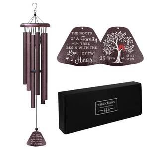lot 20021 image: Coolertaste 25th Anniversary Wedding Gifts, Unique 25th Anniversary 32 Wind Chimes for Couple, Silver 25 Years of Marriage Gift Ideas for Wife Husband, Silver Wedding Gifts for Parents