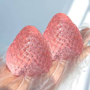lot 20023 image: 2PCS Big Strawberry Squishies for Adults Relaxation, Handmade Sticky Squishies Strawberry