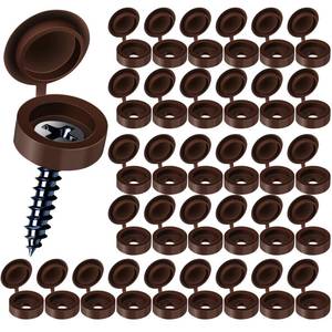 lot 20401 image: HNYYZL Plastic Hinged Covers, Snap Washer Caps - Brown, 100 Pcs - Shutter Screw Protection (M), Bronze Finish
