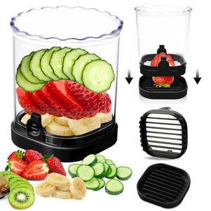 lot 20461 image: Strawberry Slicer��Fruit Slicer Cup Veggie Salad Speed Cutter for Strawberries Egg Banana Mushroom Cucumber Kiwi the Kitchen Portable Slicing Tool (Black)