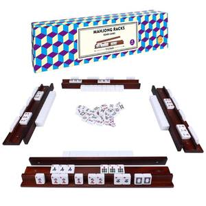 lot 20468 image: Offelec 17.2  1  2.4 inch Upgraded Magnetic Mahjong Racks, 4 pcs American Mahjong Racks with Pushers,Wooden Majiang Tile Racks (Open Box, May Be Missing Pieces)