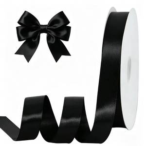lot 20472 image: TONIFUL 1 Inch x 100yds Black Satin Ribbon, Thin Solid Color Satin Ribbon for Gift Wrapping, Crafts, Hair Bows Making, Wedding Party Decoration, Sewing, Halloween, Floral Bouquets, Christmas