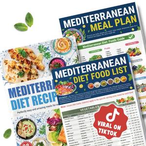 lot 20473 image: HAMIEW Mediterranean Diet Chart for Beginners & Seniors �� Cookbook Guide Helps You Simplify Healthy Eating for Diabetes, Heart Health, Weight Loss  3 Laminated With Food List, Meal Plan, 28 Recipes