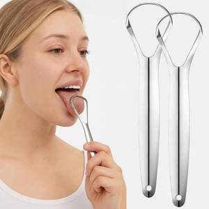 lot 20478 image: 2 Pack Metal Tongue Scraper, Stainless Steel Tongue Cleaning Tool, Reusable Manual Design for Daily Oral Care, Portable Tongue Cleaner Set, Sliver
