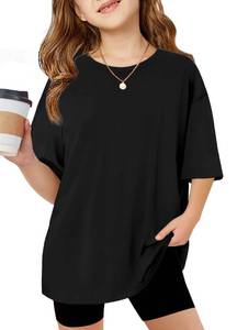 lot 20483 image: Arshiner Girls Shirts Oversized Tops for Girls Short Sleeve Kids Summer Tops Soft Casual Crewneck Basic Kids Tees Black 7-8 Years