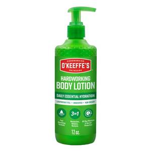 lot 20485 image: O��Keeffe��s Hardworking Body Lotion, Daily Hydration for Dry Skin, 12 oz Pump (1 Pack) Non Greasy & Unscented, Lightweight Fast Absorbing Formula