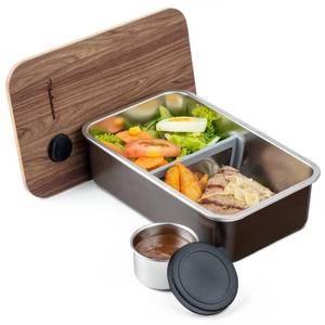 lot 20487 image: Modaniam Stainless Steel Bento Box Adults leak proof Stainless Steel Lunch Box  Metal Lunch boxSandwich Lunch Containers Food compartments largebentobox Non toxicMocha