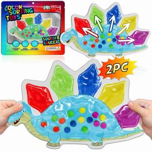 lot 20488 image: 2pc Dinosaur Sensory Toys for Toddlers 3-5 Travel Toys Color Sorting Matching Activities Preschool Toddler Car Activities Quiet Calm Down Sensory Toy Gift Ready Fine Motor Toy for Toddlers Ages 3 4 5