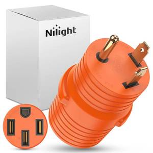 lot 20489 image: Nilight 30 Amp to 50Amp RV Power Adapter 3 Prong 125250 Volt Heavy Duty Converter TT-30P to 14-50R 30A Male Plug to 50A Female Receptacle for Camper Caravan Trailer Generator