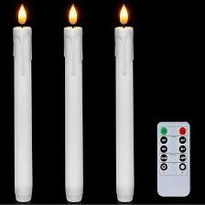 lot 4357 image: LED Flameless Taper Candles with Remote Control Set of 3