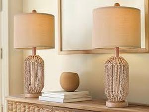 lot 5489 image: OYEARS Wire Cage Table Lamp Set Model AMZ-1113BR