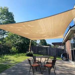 lot 5511 image: Beige Rectangular Sun Shade Sail 12x17 Feet