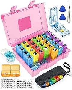 lot 5515 image: Monthly Pill Organizer with Colored Compartments hinges broken
