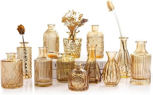 lot 5519 image: Amber Glass Vase Collection Set of 12 Pieces