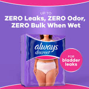 lot 5525 image: Always Discreet Adult Incontinence Underwear four pack one of the bags opened