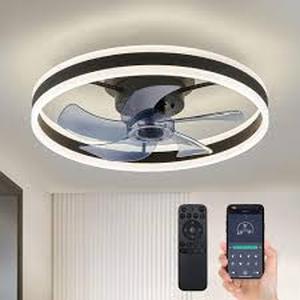 lot 5526 image: A20 Inch Modern Ceiling Fan with Light and Remote Control