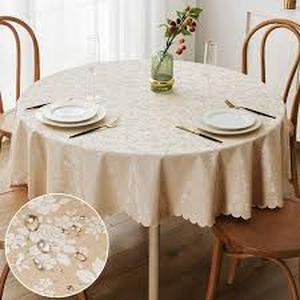 lot 6172 image: Smiry Round Waterproof Vinyl Tablecloth 36-44 Inch