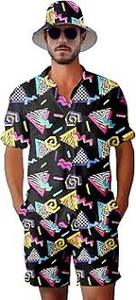 lot 6174 image: A1980s Style Geometric Print Clothing and Accessories Set size XL