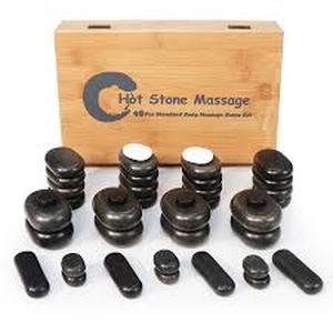 lot 9404 image: Hot Stone Massage Set with Bamboo Case