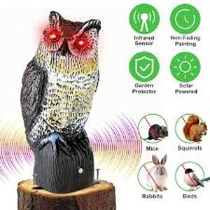lot 9434 image: Solar Powered Owl Bird Scarer Deterrent
