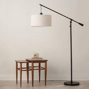 lot 11039 image: Threshold Floor Lamp with Dimmer and Linen Shade