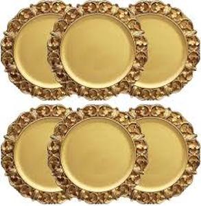 lot 11072 image: MacAir Gold Decorative Charger Plates Set Of 6