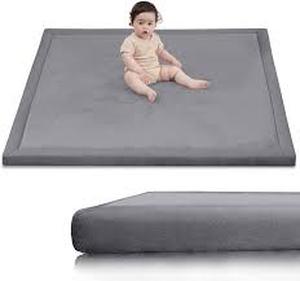 lot 11076 image: HuluSleep Elasti-Foam Baby Play Mat 127x127cm Dark Grey