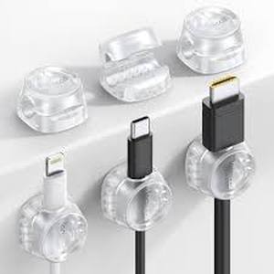 lot 12410 image: Lamicall Cable Clips 6 Pack Transparent Desktop Wire Organizer